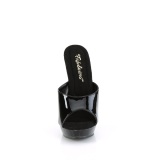 Koženka 15 cm SULTRY-601 pantoflicky podpatku cerny