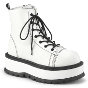 Koženka boots 5 cm SLACKER-55 Bílé kotnikové kozačky dámské