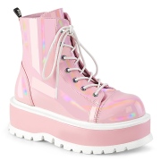Koženka boots 5 cm SLACKER-55 Růžový kotnikové kozačky dámské