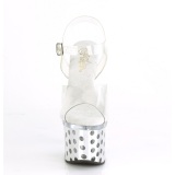 LED zarovka platformě 18 cm DISCOLITE-708DOTS sandaly na podpatku pro tanec na tyči