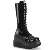 Lakovaná 11,5 cm SHAKER-72 gothic kozačky s tkaničkami dámské cerny