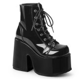 Lakovaná 13 cm CAMEL-203 chunky demonia kotnikové kozačky