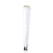 Lakovaná 13 cm SEDUCE-3024 Bílá kozačky nad kolena šněrovací