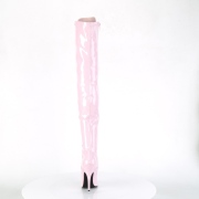 Lakovaná 13 cm SEDUCE-3024 Růžový kozačky nad kolena šněrovací