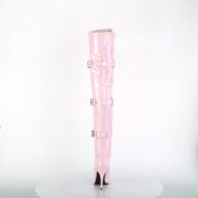 Lakovaná 13 cm SEDUCE-3028 Růžový kozačky nad kolena šněrovací