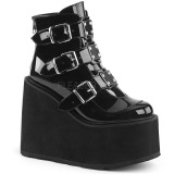 Lakovaná 14 cm SWING-105 Gothic Kotníkové Kozačky Klínové