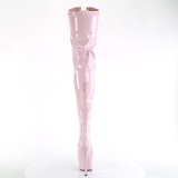 Lakovaná 15 cm DELIGHT-3027 Růžový kozačky nad kolena šněrovací