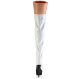 Lakovaná 15 cm DELIGHT-3029 bílé kozačky nad kolena šněrovací