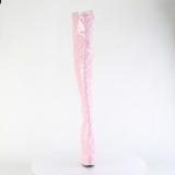 Lakovaná 15 cm DELIGHT-3063 Růžový kozačky nad kolena šněrovací