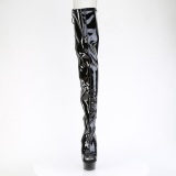 Lakovaná 15 cm DELIGHT-4017 vysoké kozačky nad kolena otevřenou špičkou s tkaničkami