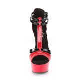 Lakovaná 15 cm DELIGHT-663 T-Strap pleaser vysoké podpatky na platformě