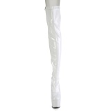 Lakovaná 18 cm ADORE-3063 Bílá kozačky nad kolena šněrovací