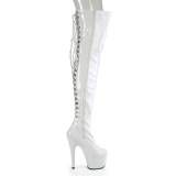Lakovaná 18 cm ADORE-3063 Bílá kozačky nad kolena šněrovací