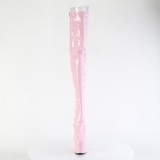 Lakovaná 18 cm ADORE-3063 Růžový kozačky nad kolena šněrovací