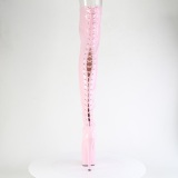Lakovaná 18 cm ADORE-3850 Růžový kozačky nad kolena šněrovací