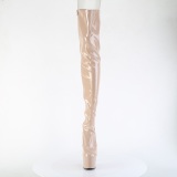 Lakovaná 18 cm ADORE-3850 bezovy kozačky nad kolena šněrovací