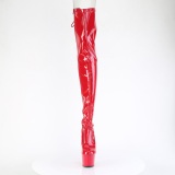 Lakovaná 18 cm ADORE-3850 Červený kozačky nad kolena šněrovací