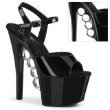 Lakovaná 18 cm KNUCKS-709 pleaser vysoké podpatky na platformě