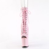 Lakovaná 19 cm ENCHANT-1041 kotníkové botičky s otevřenou špičkou ruzovy