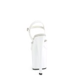 Lakovaná 19 cm ENCHANT-709 bílé pleaser boty na vysoké podpatky