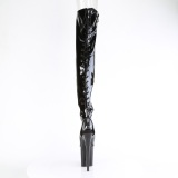 Lakovaná 20 cm FLAMINGO-3017 Černý kozačky nad kolena šněrovací