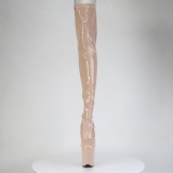 Lakovaná 20 cm FLAMINGO-3850 bezovy kozačky nad kolena šněrovací