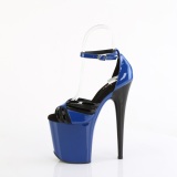 Lakovaná 20 cm FLAMINGO-884 modré pleaser boty na vysoké podpatky