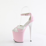 Lakovaná 20 cm FLAMINGO-884 ruzovy pleaser boty na vysoké podpatky