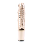 Lakovaná 20 cm XTREME-1021 fetiš kotníkove kozačky podpatku beige
