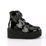 Lakovaná 7,5 cm CREEPER-260 creepers kotnikové kozačky na přezka