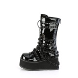 Lakovaná 8,5 cm TRASHVILLE-138 demonia kozačky - unisex kozačky na platformě