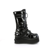 Lakovaná 8,5 cm TRASHVILLE-138 demonia kozačky - unisex kozačky na platformě
