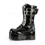 Lakovaná 9,5 cm PETROL-150 demonia kozačky - unisex kozačky na platformě