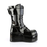 Lakovaná 9,5 cm PETROL-150 demonia kozačky - unisex kozačky na platformě