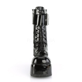 Lakovaná 9,5 cm PETROL-150 demonia kozačky - unisex kozačky na platformě