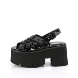 Lakovaná 9 cm ASHES-12 emo punk sandály na platformy chunky