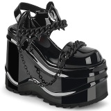 Lakovaná Černý 15 cm Demonia WAVE-20 Platformě Klínové Sandály