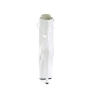 Lakované 18 cm SKY-1020 Bílá kotnikové kozačky na podpatku