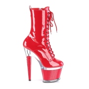 Lakované 18 cm SPECTATOR-1040 kotníkové boty s tkaničkami a platformě v cerveny