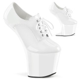 Lakované 20 cm CRAZE-860 Heelless botičky vysoké pony bílé