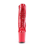 Lakované 20 cm XTREME-1020 Červený kotnikové kozačky na podpatku