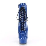 Modré Lakovaná 15 cm DELIGHT-1020 kotnikové kozačky pro tanec na tyči