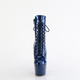 Modré glitter 18 cm pleaser kozačky na podpatku