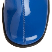 Modré lakované kozačky 7,5 cm GOGO-300 dámské kozačky na podpatku pro muže