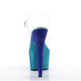 Modré třpytky 18 cm Pleaser ADORE-708OMBRE Boty na podpatku pro tanec na tyči