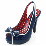 Modrý 11,5 cm retro vintage BETTIE-05 dámské boty na vysokém podpatku