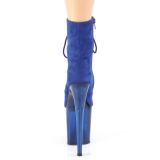 Modrý semišové 20 cm FLAMINGO-1020FST kotnikové kozačky pro tanec na tyči