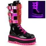 Neon 5 cm SLACKER-156-2 kozačky cyberpunk na platformy