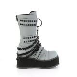 Neon 8,5 cm TRASHVILLE-138 demonia kozačky - unisex kozačky na platformě