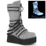 Neon 8,5 cm TRASHVILLE-138 demoniacult kozačky - unisex kozačky na platformě